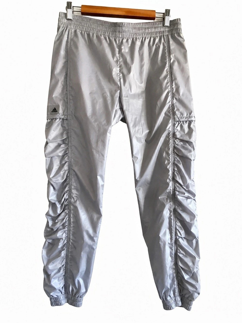adidas by Stella McCartney Ruched Track Pants in Silver Size Small